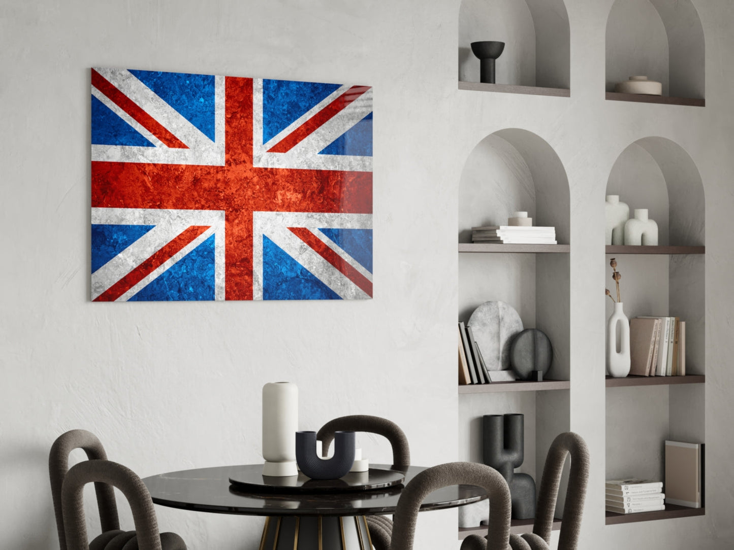 Fiery Orange Cross Bright Union Jack Glass Wall Art