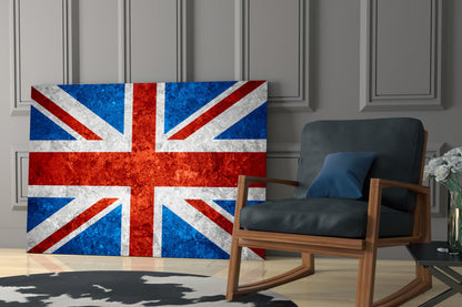 Fiery Orange Cross Bright Union Jack Glass Wall Art