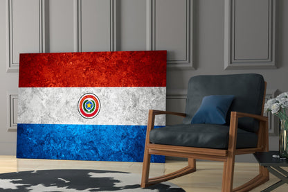 Stone Texture Paraguay Emblem Flag Glass Wall Art
