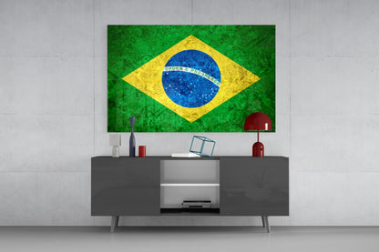 Marble Stone Texture Brazil Diamond Flag Glass Wall Art
