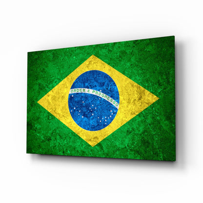 Marble Stone Texture Brazil Diamond Flag Glass Wall Art