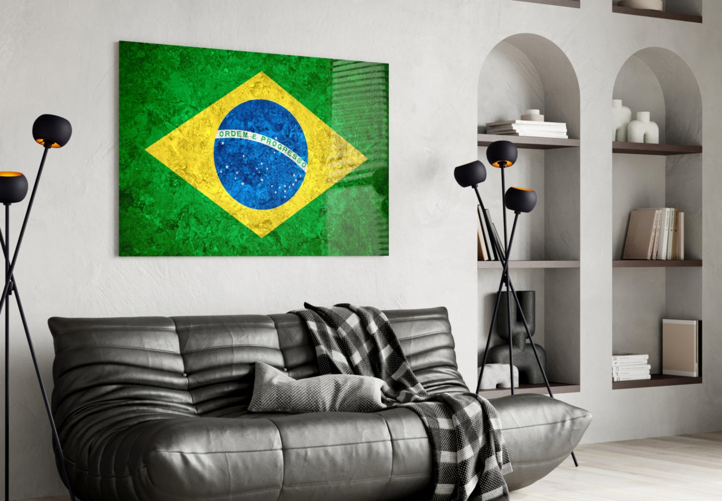 Marble Stone Texture Brazil Diamond Flag Glass Wall Art