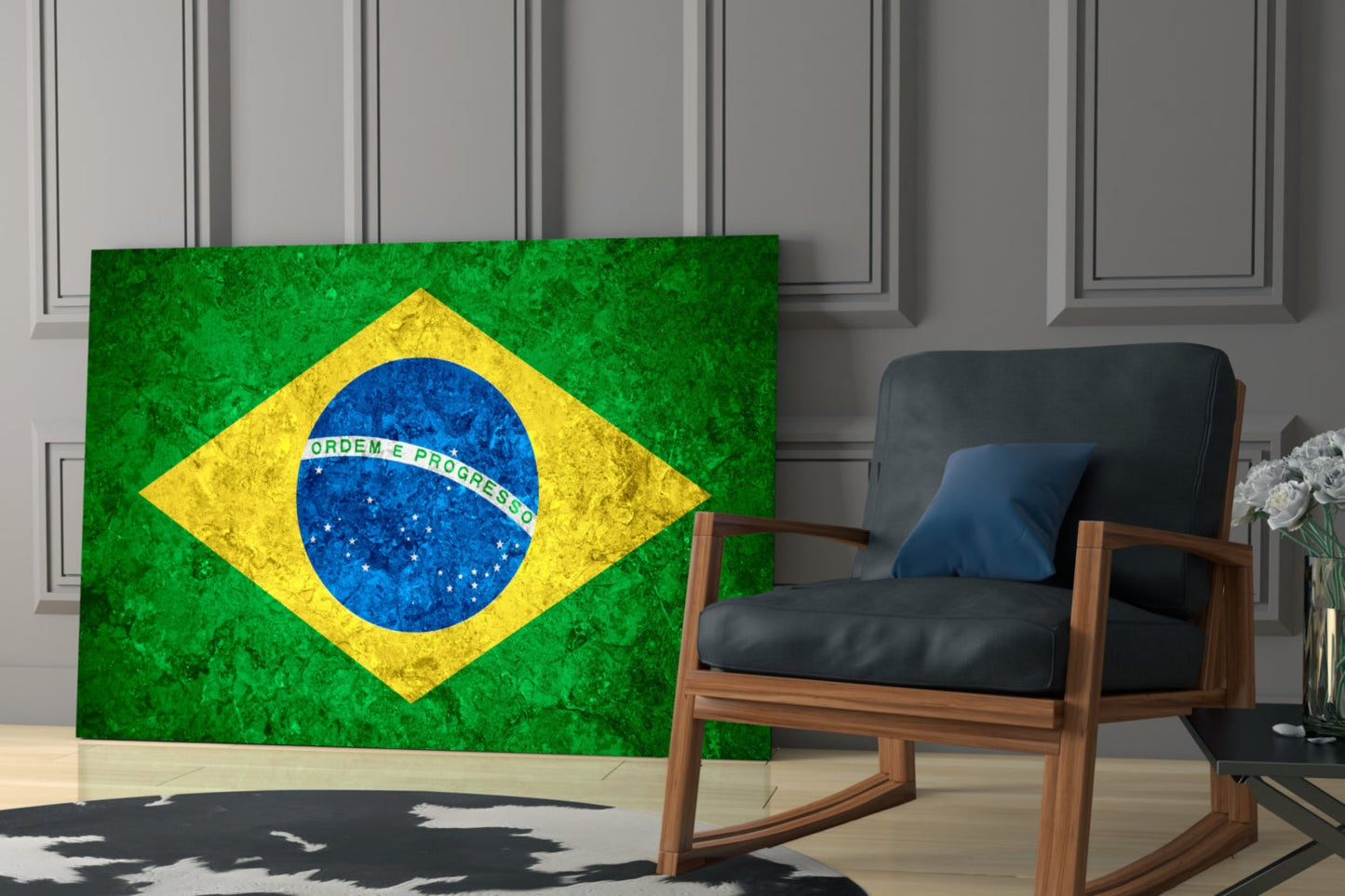 Marble Stone Texture Brazil Diamond Flag Glass Wall Art