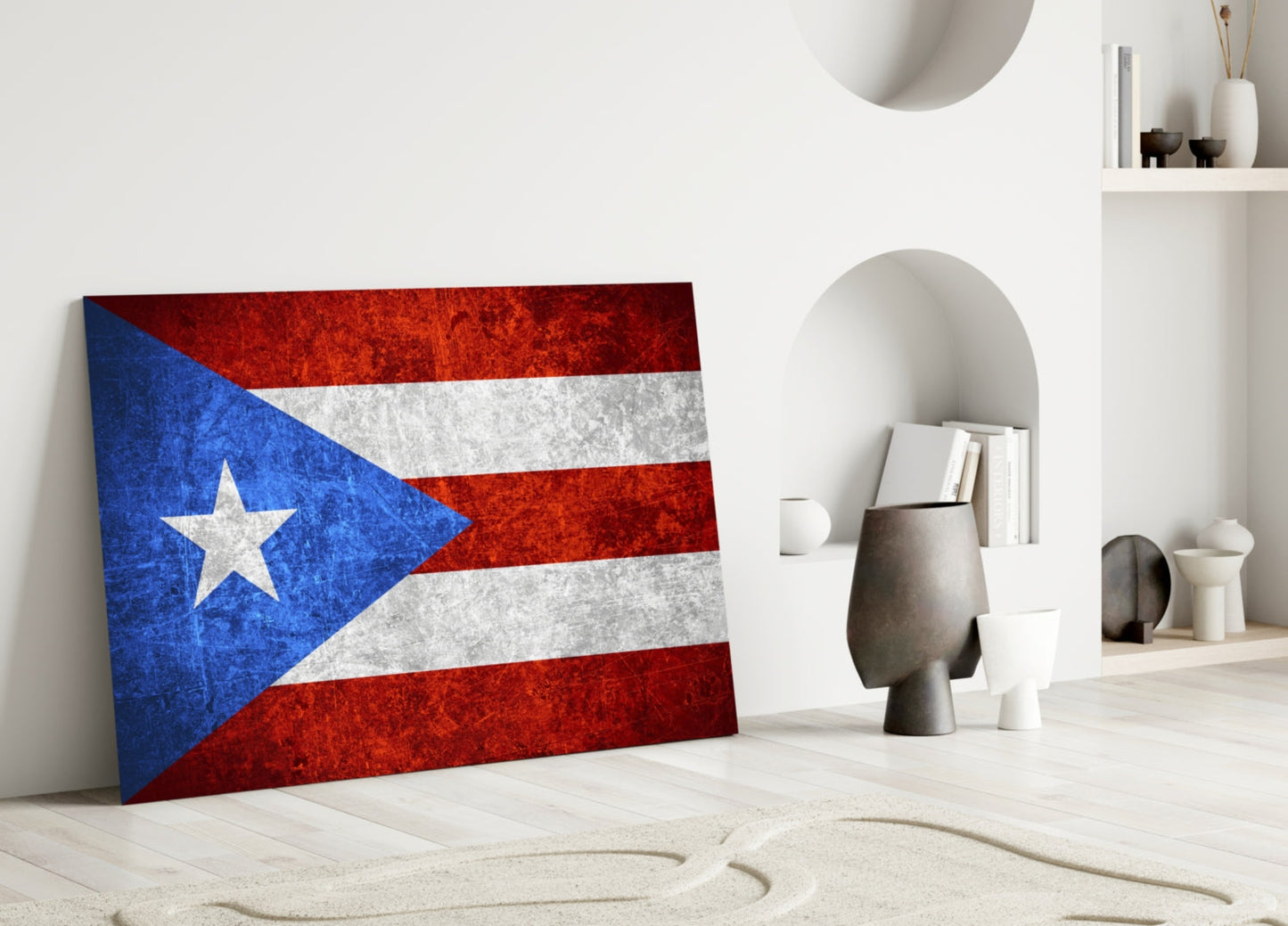 Dark Grunge Puerto Rico Lone Star Flag Glass Wall Art