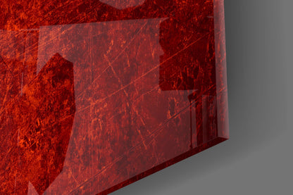 Deep Dark Red Weathered Swiss Cross Flag Glass Wall Art