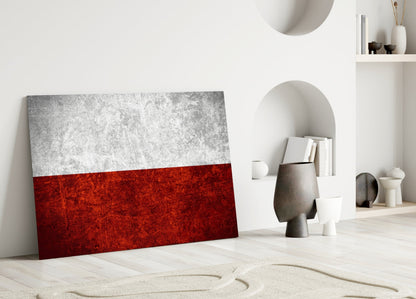 Rustic Grunge Flag of Poland Glass Wall Art