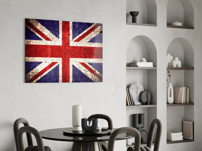 Rustic Faded Stone Wall Union Jack Glass Wall Art