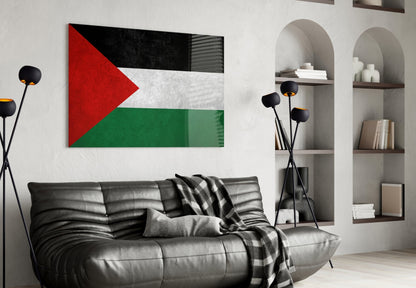Matte Stone Texture Palestine Flag Glass Wall Art