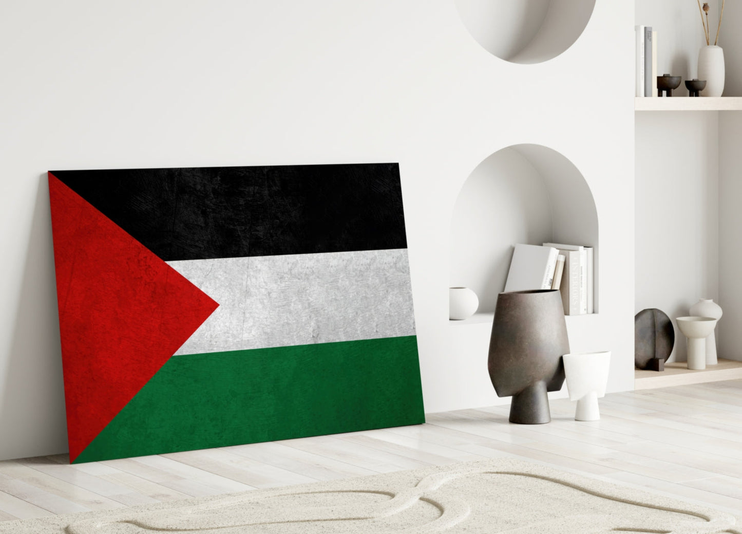 Matte Stone Texture Palestine Flag Glass Wall Art