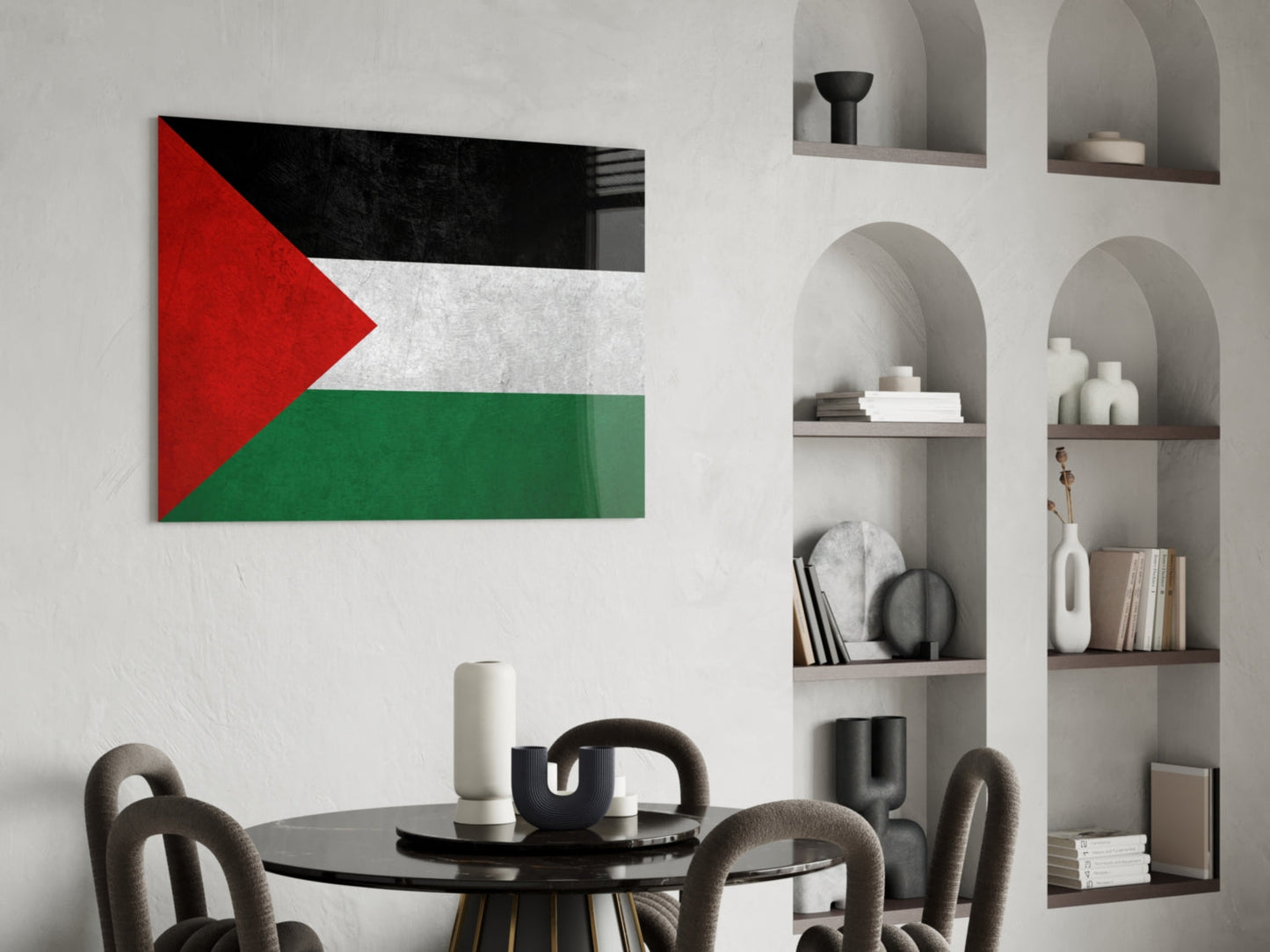 Matte Stone Texture Palestine Flag Glass Wall Art