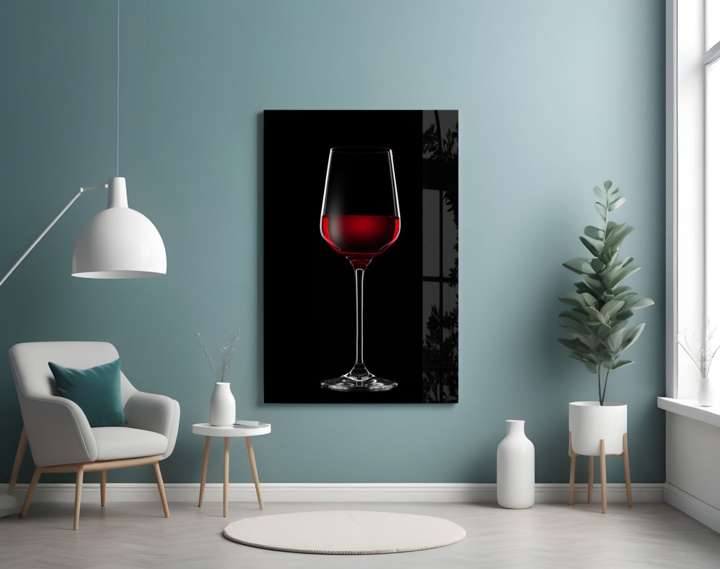 Tall Red Wine Glass Silhouette Glass Wall Art