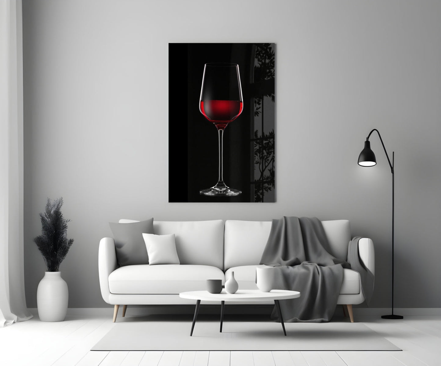 Tall Red Wine Glass Silhouette Glass Wall Art