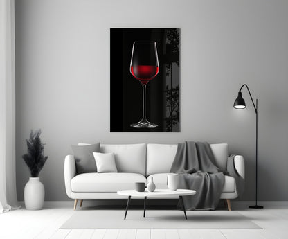 Tall Red Wine Glass Silhouette Glass Wall Art