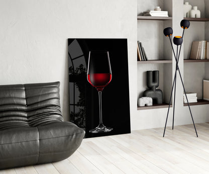 Tall Red Wine Glass Silhouette Glass Wall Art