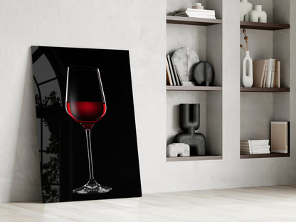 Tall Red Wine Glass Silhouette Glass Wall Art
