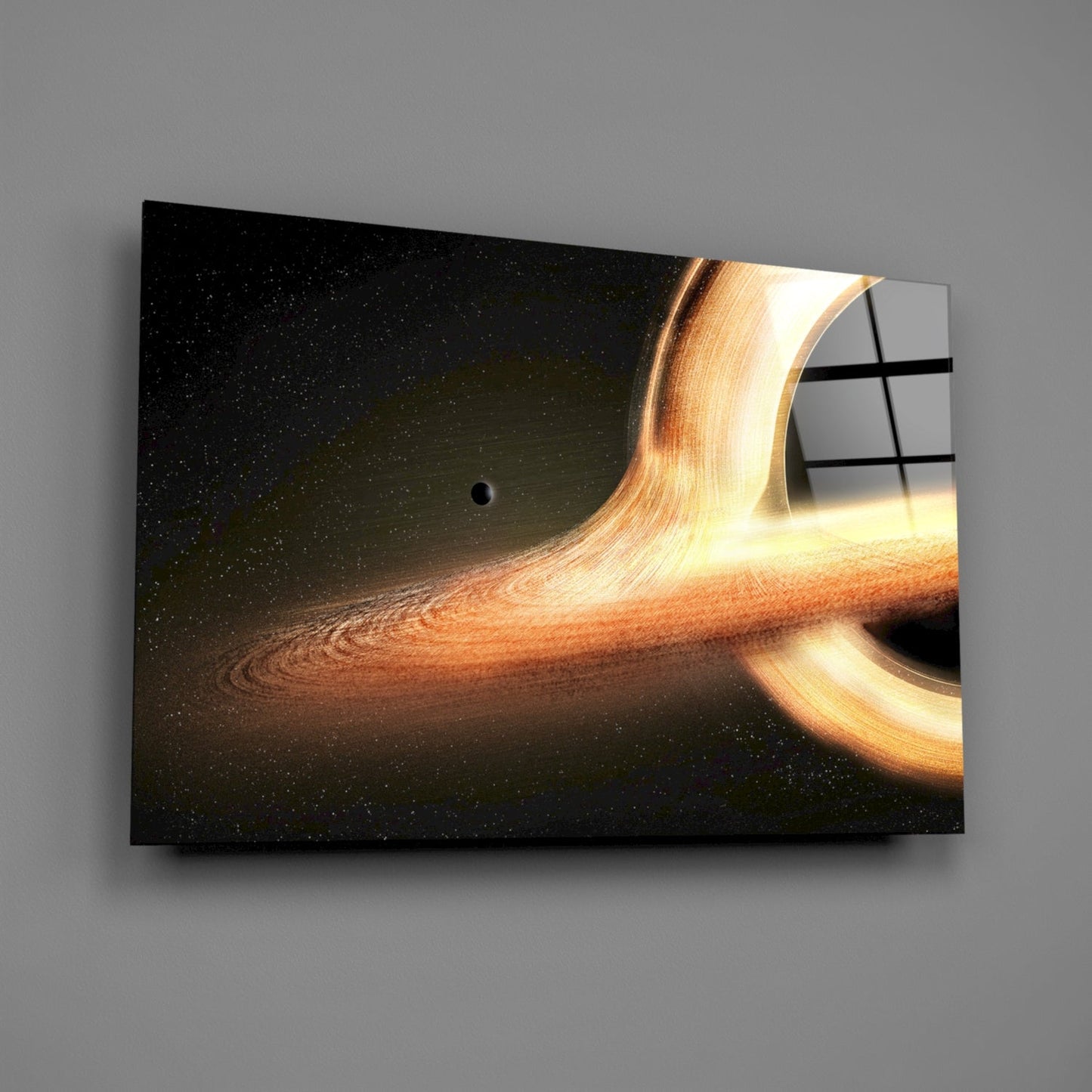 Golden Black Hole Glass Wall Art