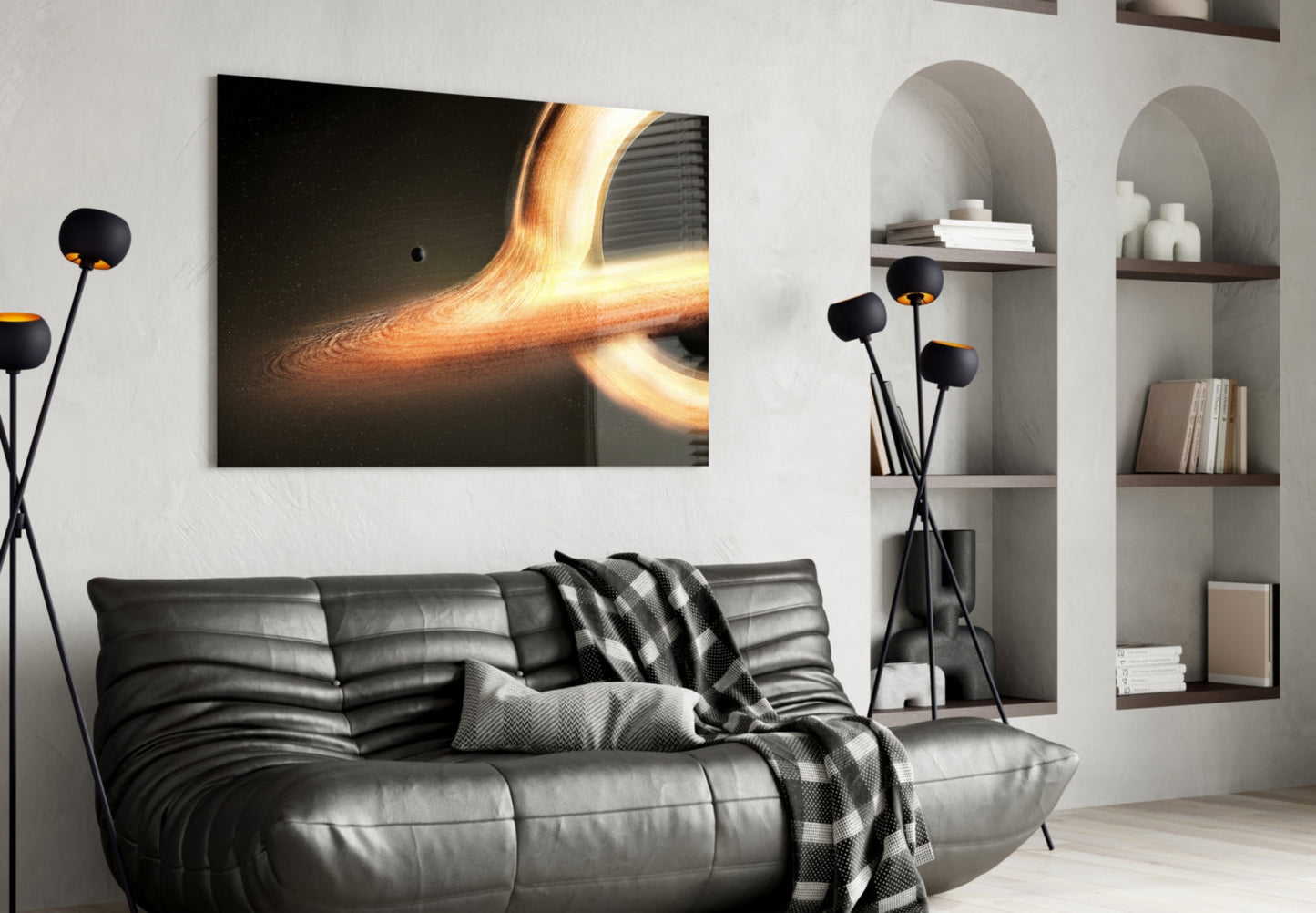 Golden Black Hole Glass Wall Art