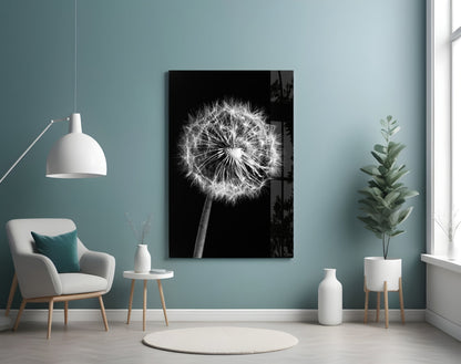 Wispy Dandelion Seed Head Glass Wall Art