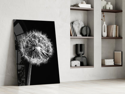 Wispy Dandelion Seed Head Glass Wall Art