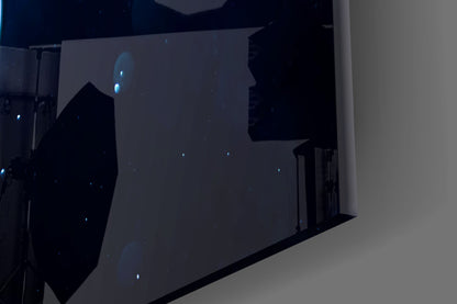 Solitary Blue Jellyfish Night Glass Wall Art