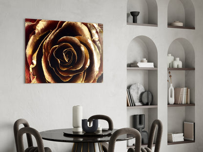 Golden Metallic Rose Glass Wall Art