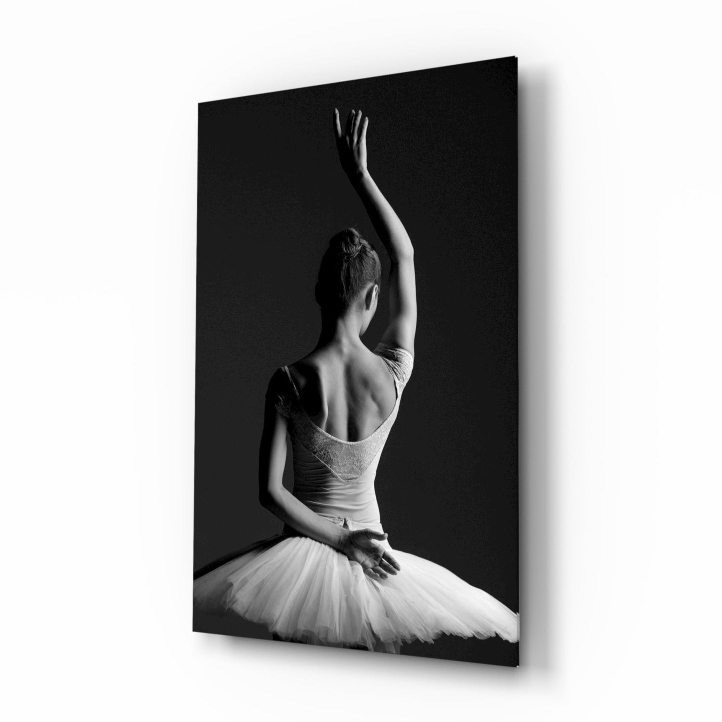 Black and White Tutu Ballerina Glass Wall Art