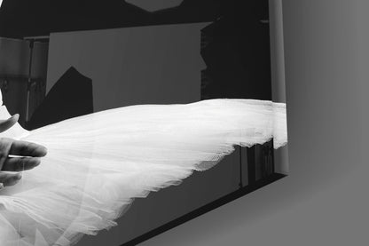 Black and White Tutu Ballerina Glass Wall Art