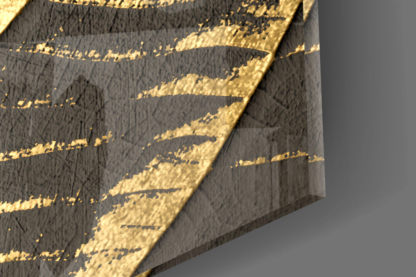 Gold Foil Leaf Veins on Charcoal Glass Wall Art