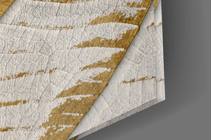 Golden Leaf Veins on Cream White Glass Wall Art