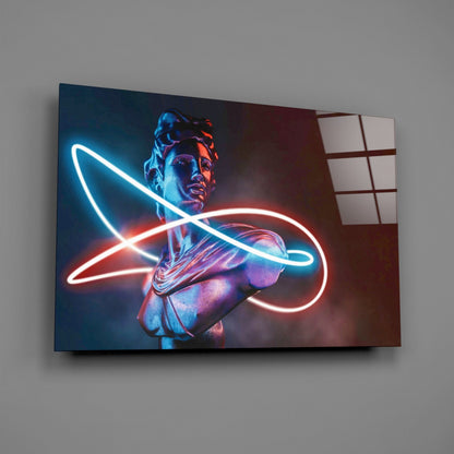Neon Loop Statue Red Blue Glass Wall Art