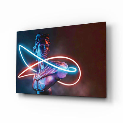 Neon Loop Statue Red Blue Glass Wall Art