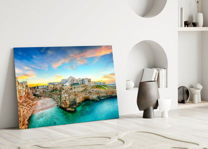 Cliff Village Coastal Glass Wall Art