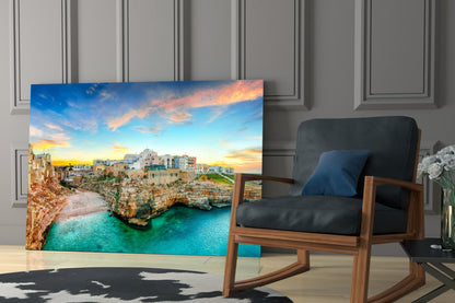 Cliff Village Coastal Glass Wall Art
