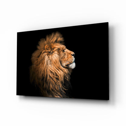 Golden Lion Side Profile Glass Wall Art
