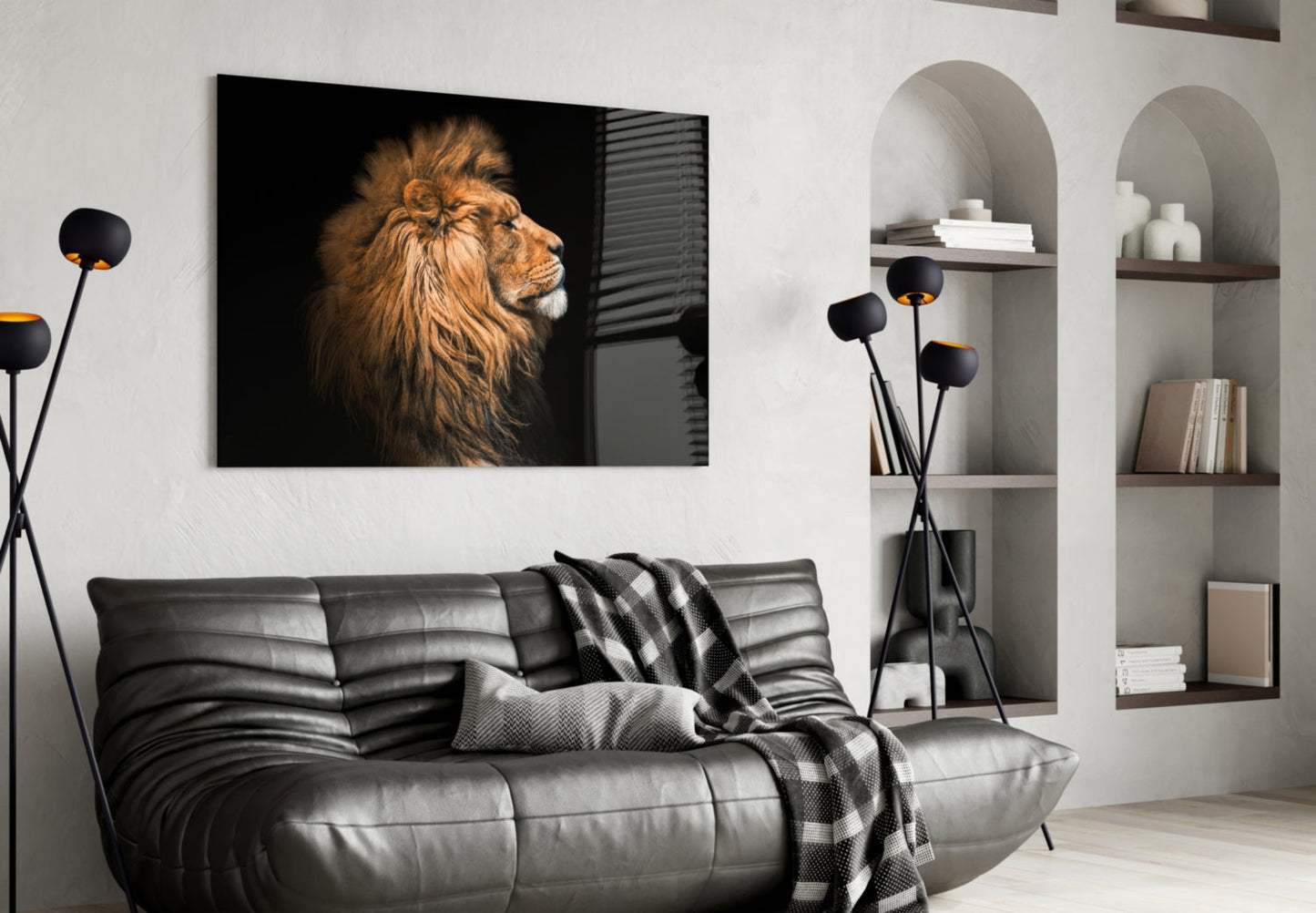 Golden Lion Side Profile Glass Wall Art