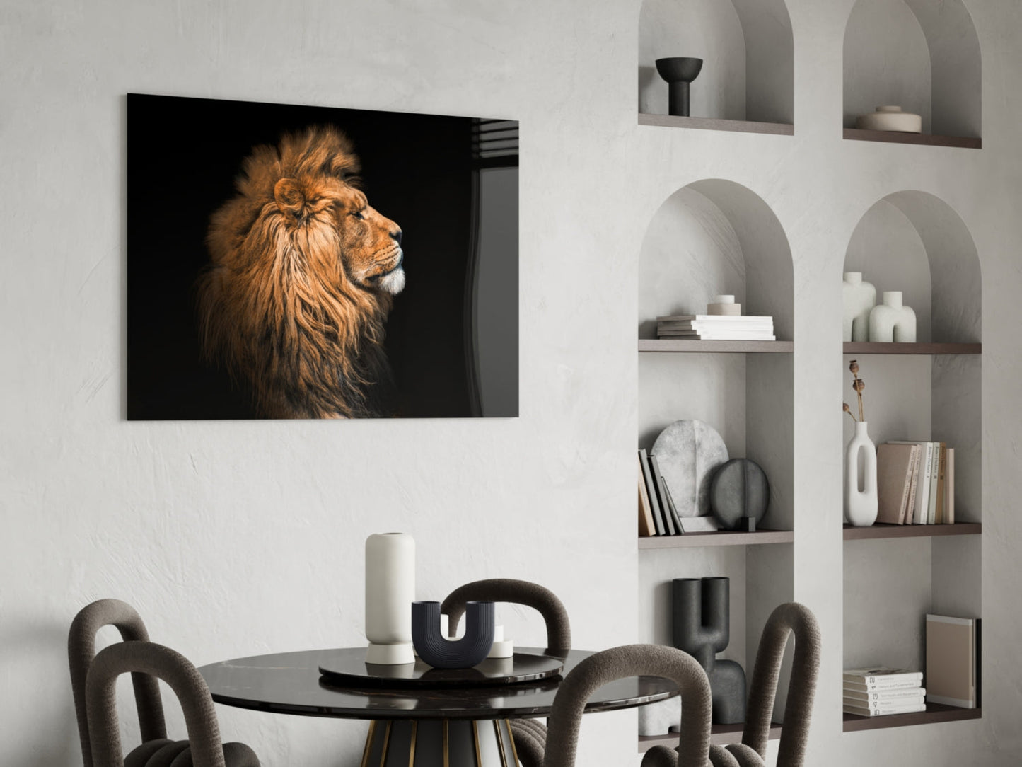 Golden Lion Side Profile Glass Wall Art
