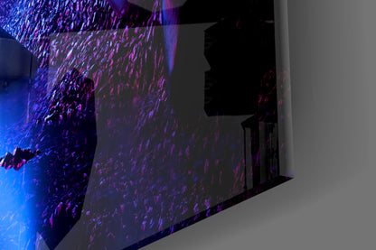 Neon Diamond Cosmic Portal Glass Wall Art