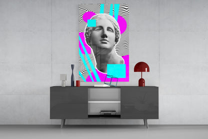 Vaporwave Venus Op Art Glass Wall Art