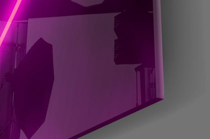 Pink Neon Triangle Marble Glass Wall Art