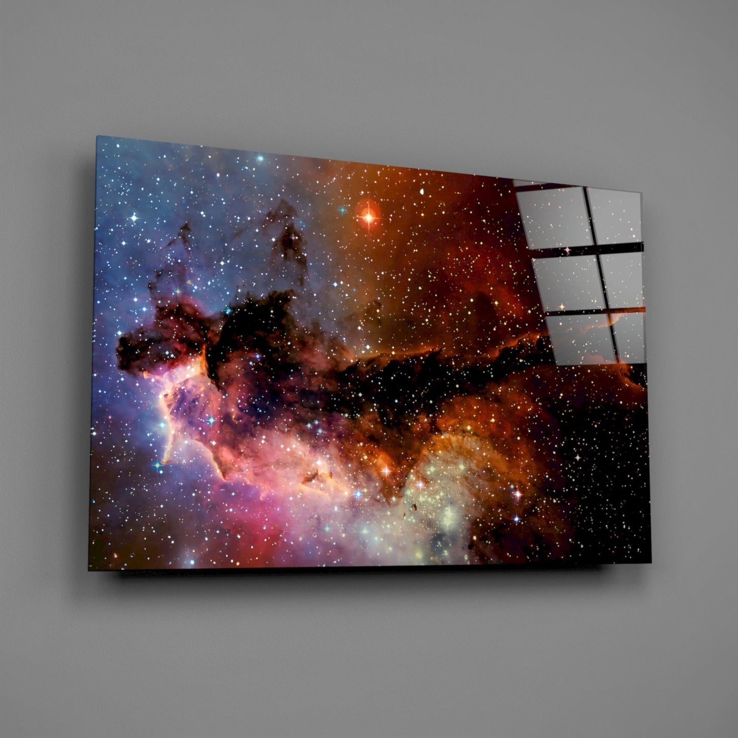 Rust Orange Nebula Dust Star Field Glass Wall Art