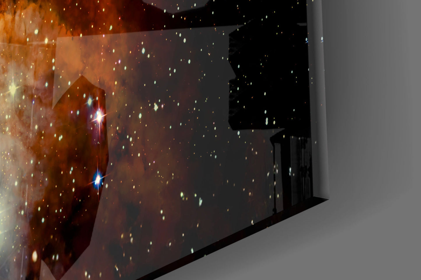 Rust Orange Nebula Dust Star Field Glass Wall Art