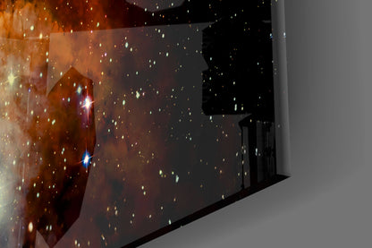 Rust Orange Nebula Dust Star Field Glass Wall Art