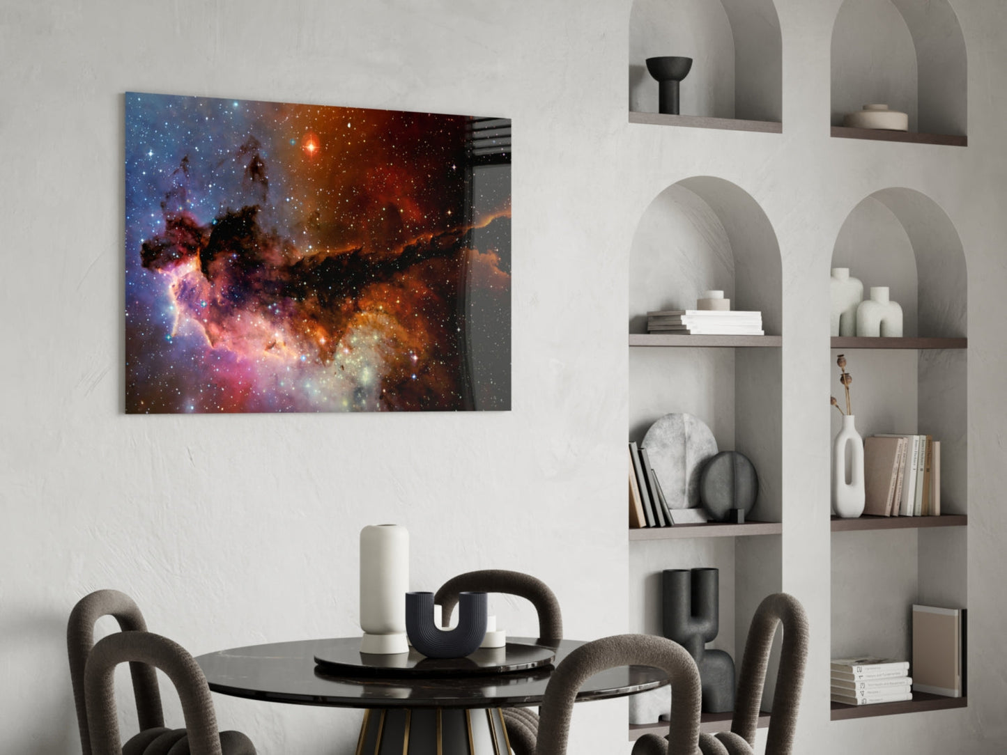 Rust Orange Nebula Dust Star Field Glass Wall Art