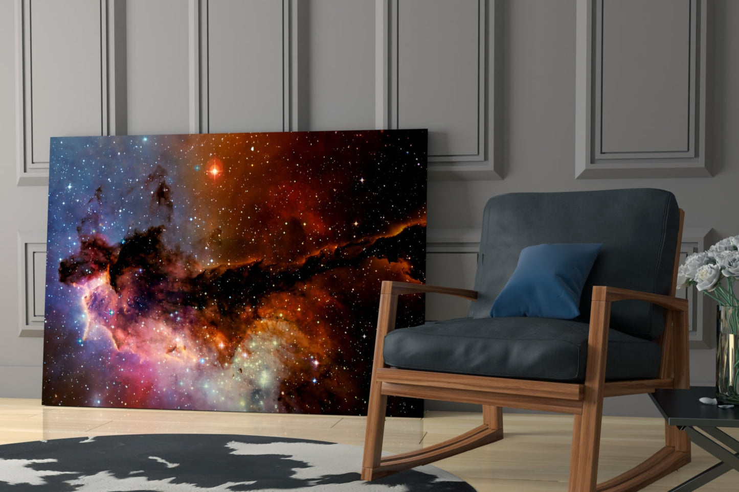 Rust Orange Nebula Dust Star Field Glass Wall Art