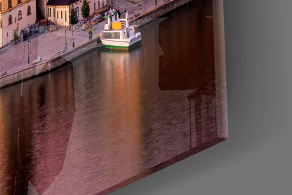 Stockholm Fiery Orange Sunset Old Town Glass Wall Art