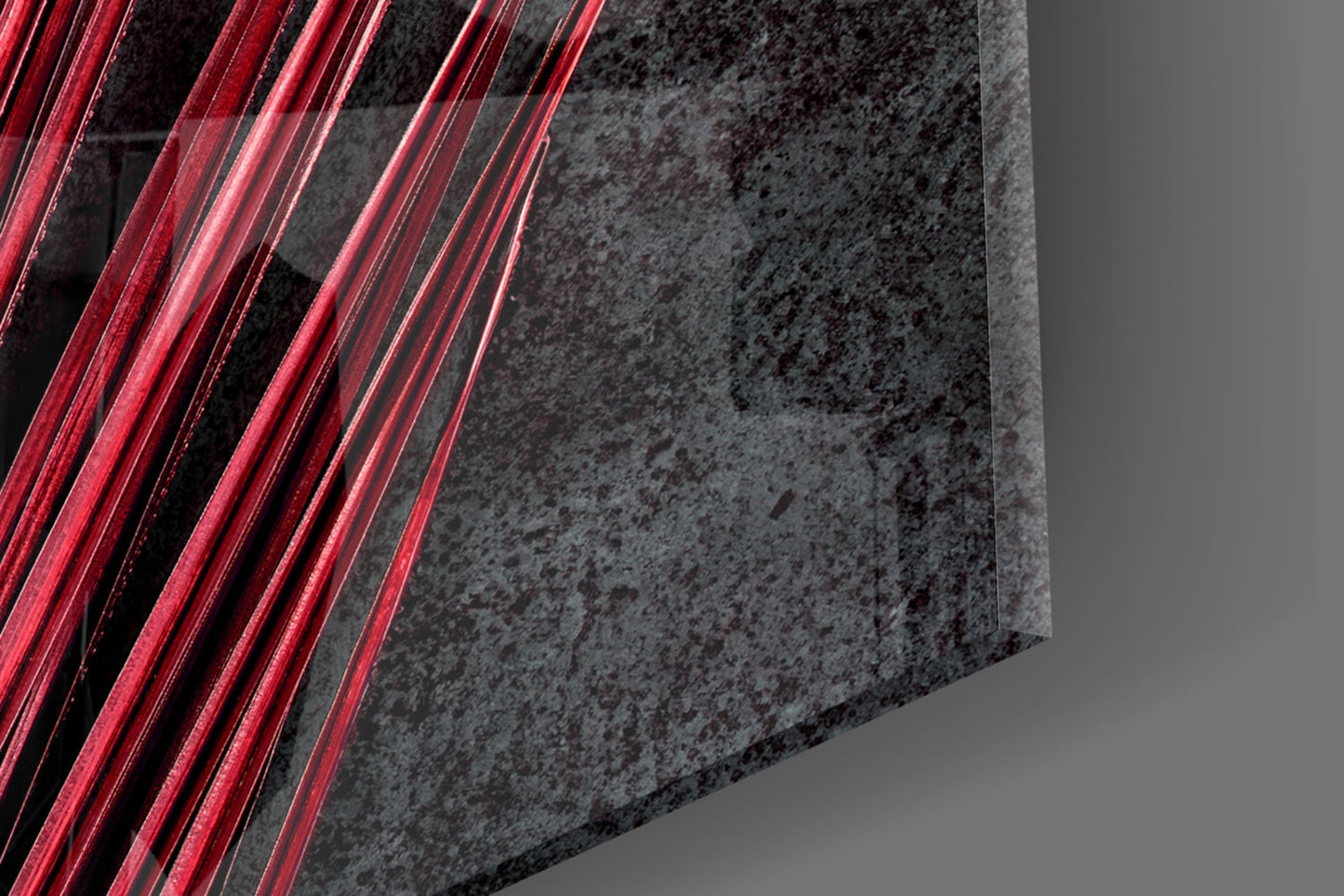 Crimson Red Palm Frond Areca Bunch Glass Wall Art