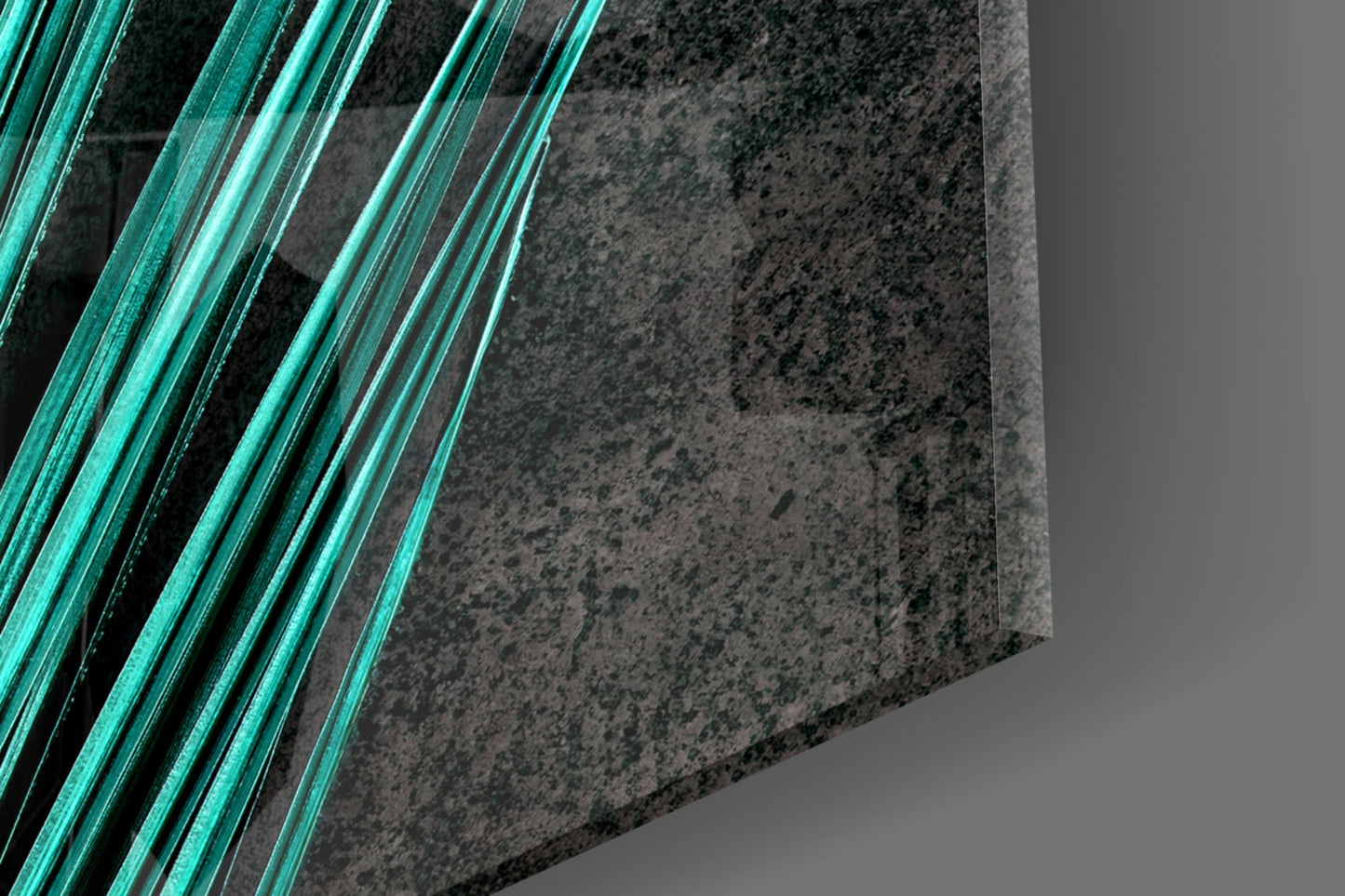 Turquoise Palm Frond Areca Bunch Glass Wall Art