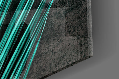 Turquoise Palm Frond Areca Bunch Glass Wall Art