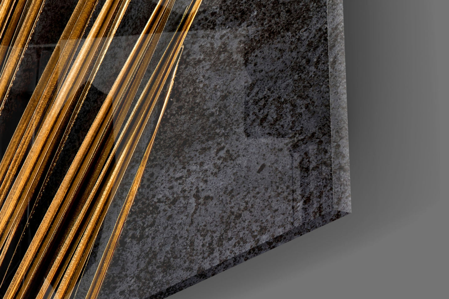 Golden Bronze Palm Frond Areca Bunch Glass Wall Art