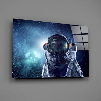 Astronaut Helmet Starfield Portrait Glass Wall Art